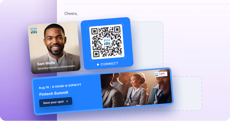 A HiHello email signature and promotional banner in an email