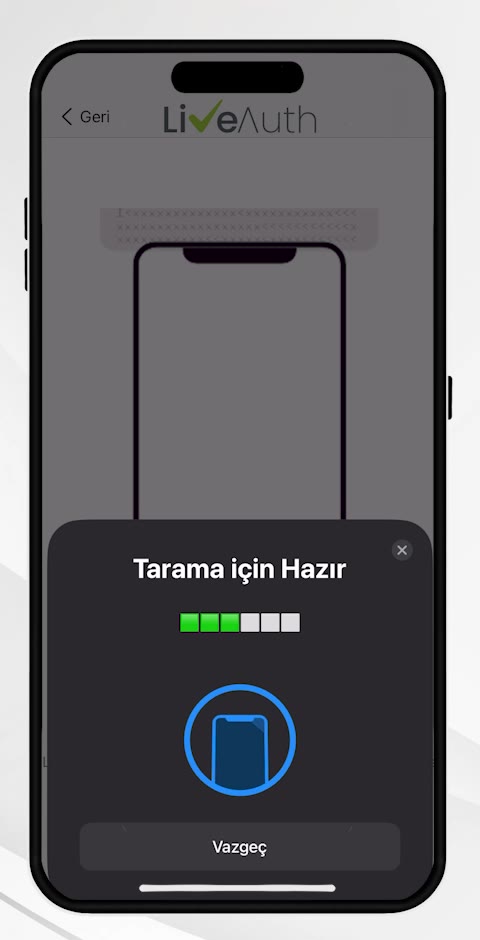 NFC ile kimlik çipini okuma ekranı