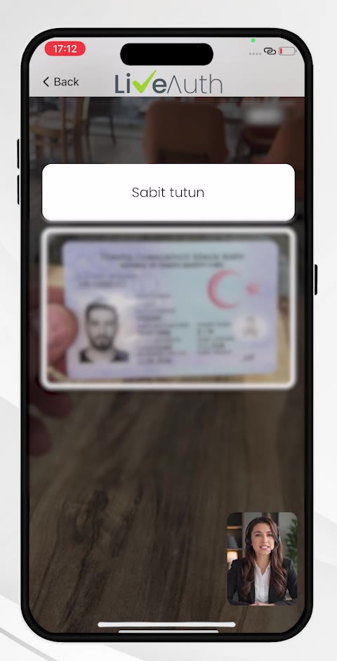 Kimlik kartının ön yüzünü tarama ekranı