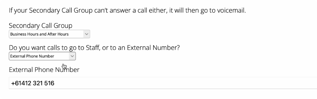 External Secondary Call Group
