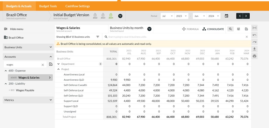 New in Calxa - Budget Layouts by Accounts