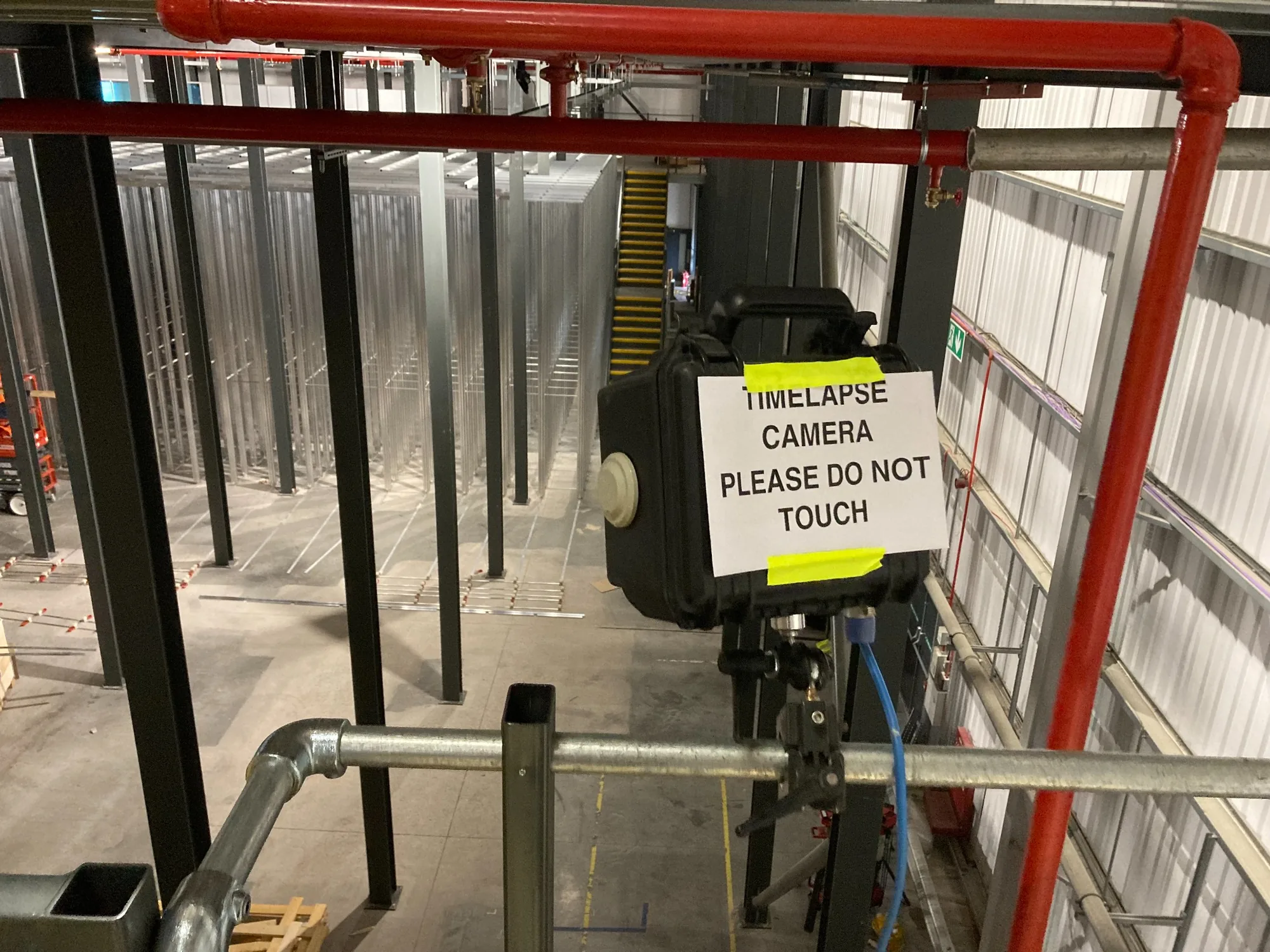 time-lapse camera mounted on rail
