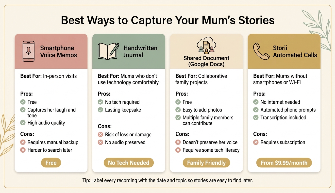 Best Ways to Record Your Mum's Stories: Method Comparison Guide