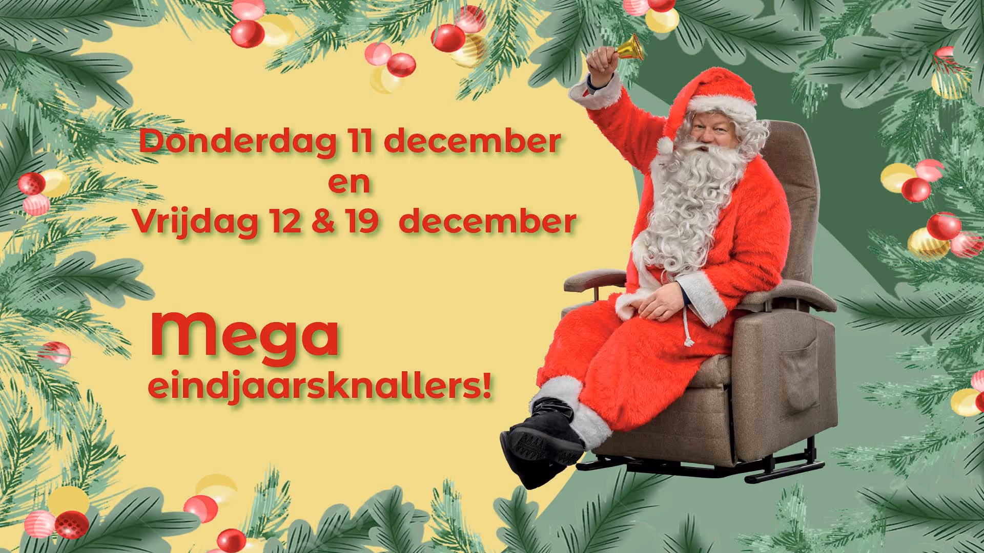 Kerstman met bel in staopstoel