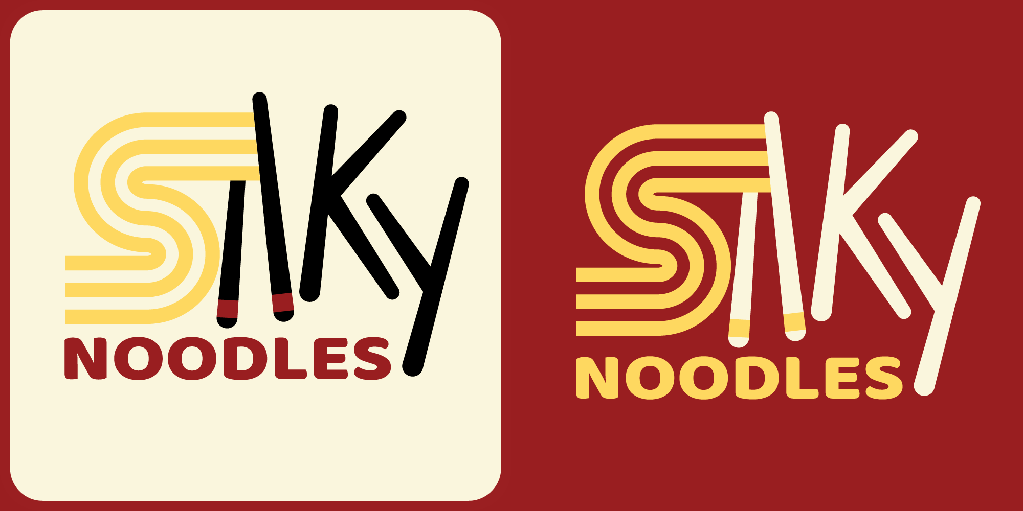 Silky Noodles ramen light and dark logos
