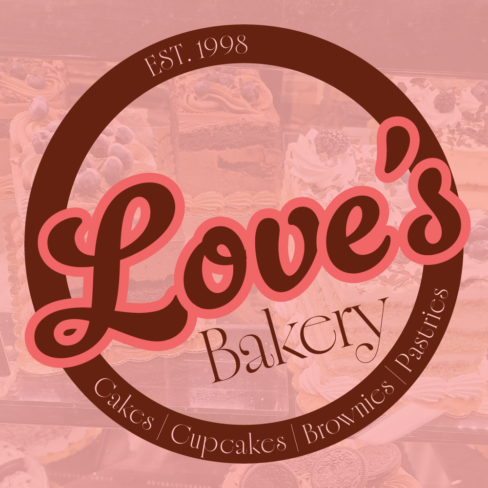 Love's bakery logo on a pink background