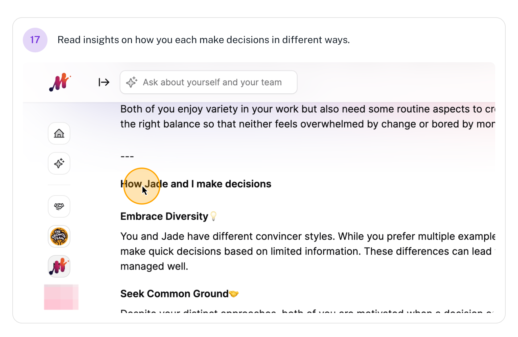 Step #17: Read insights on how you each make decisions in different ways.