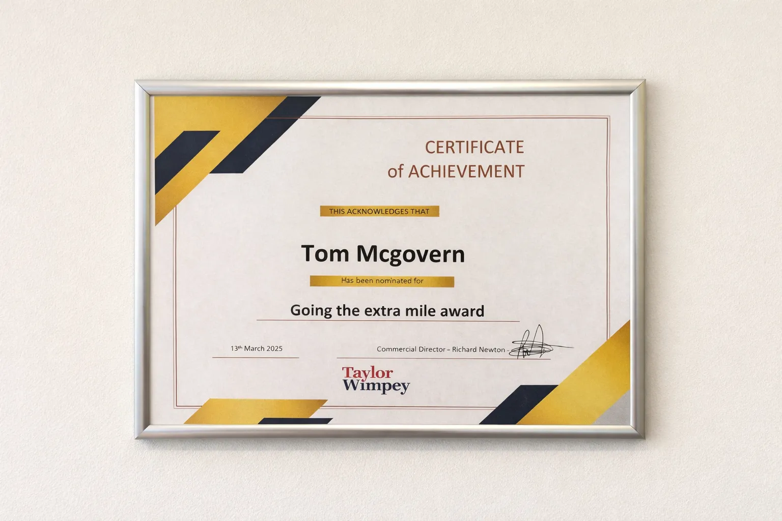 Three awards from taylor wimpey