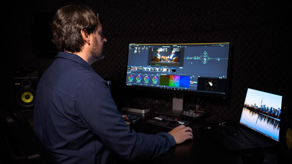 Behind the scenes video production in a studio