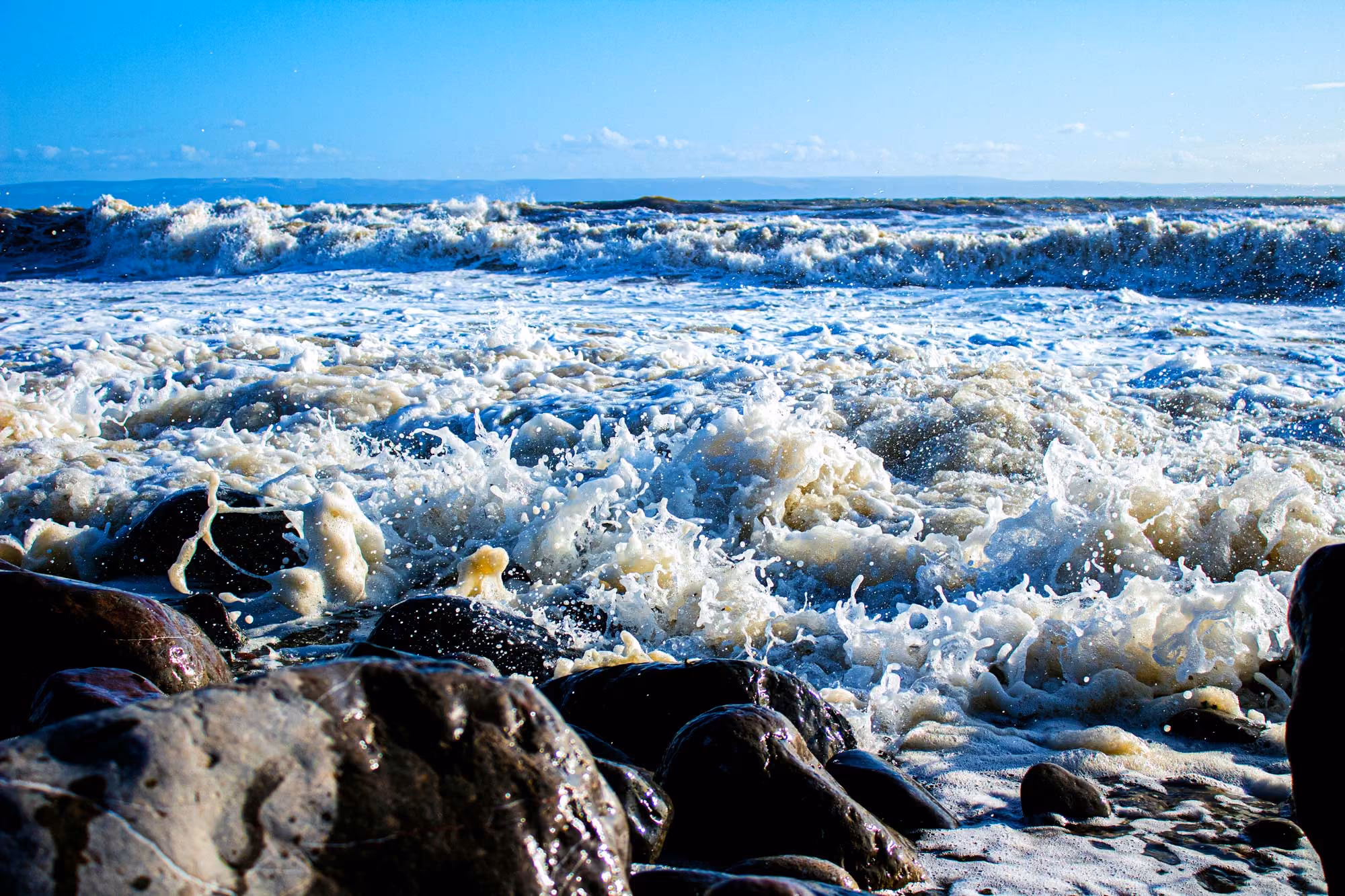 Waves crashing on shore