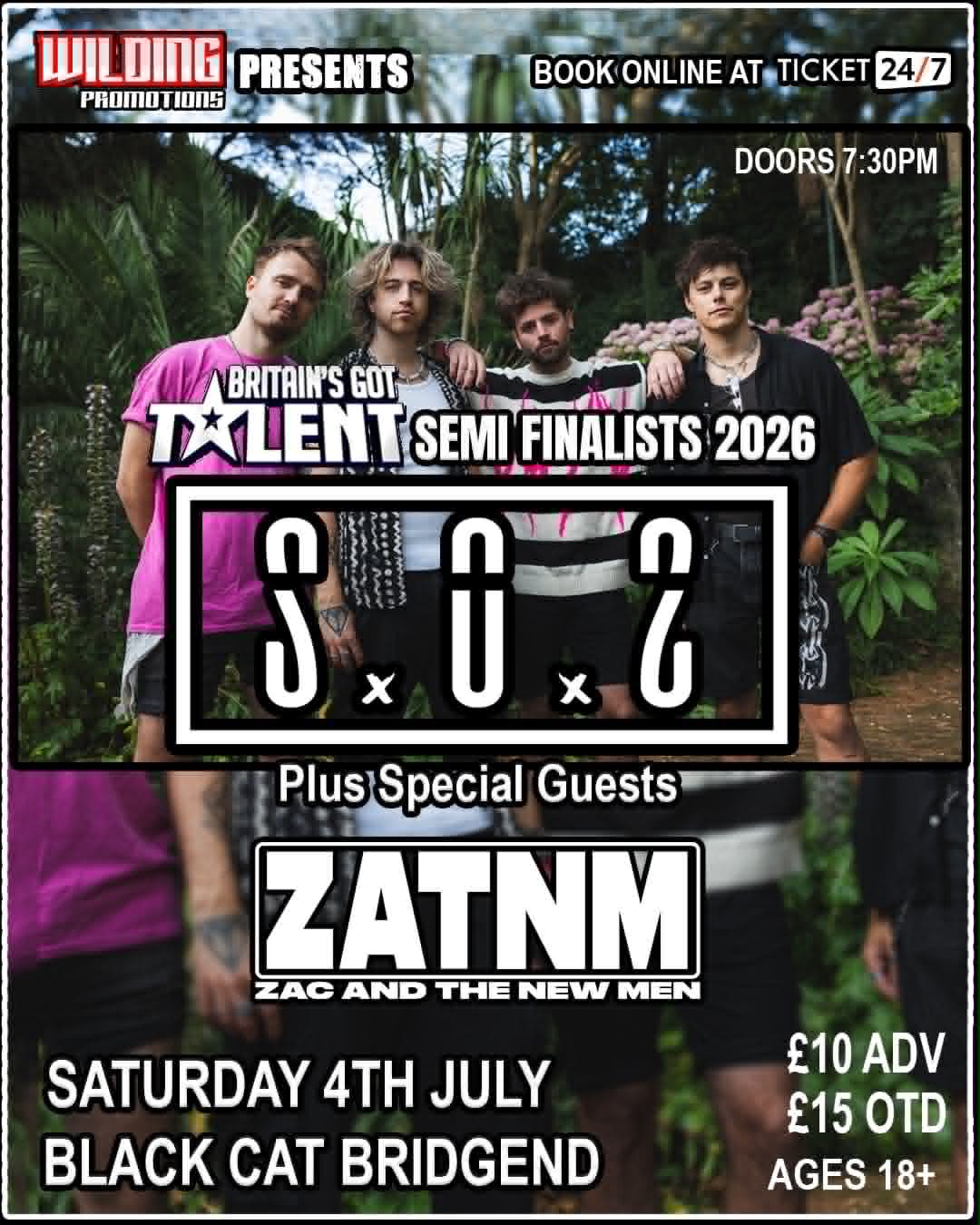 Wilding Promotions presents: SOS (Britains Got Talent Semi Finalists)