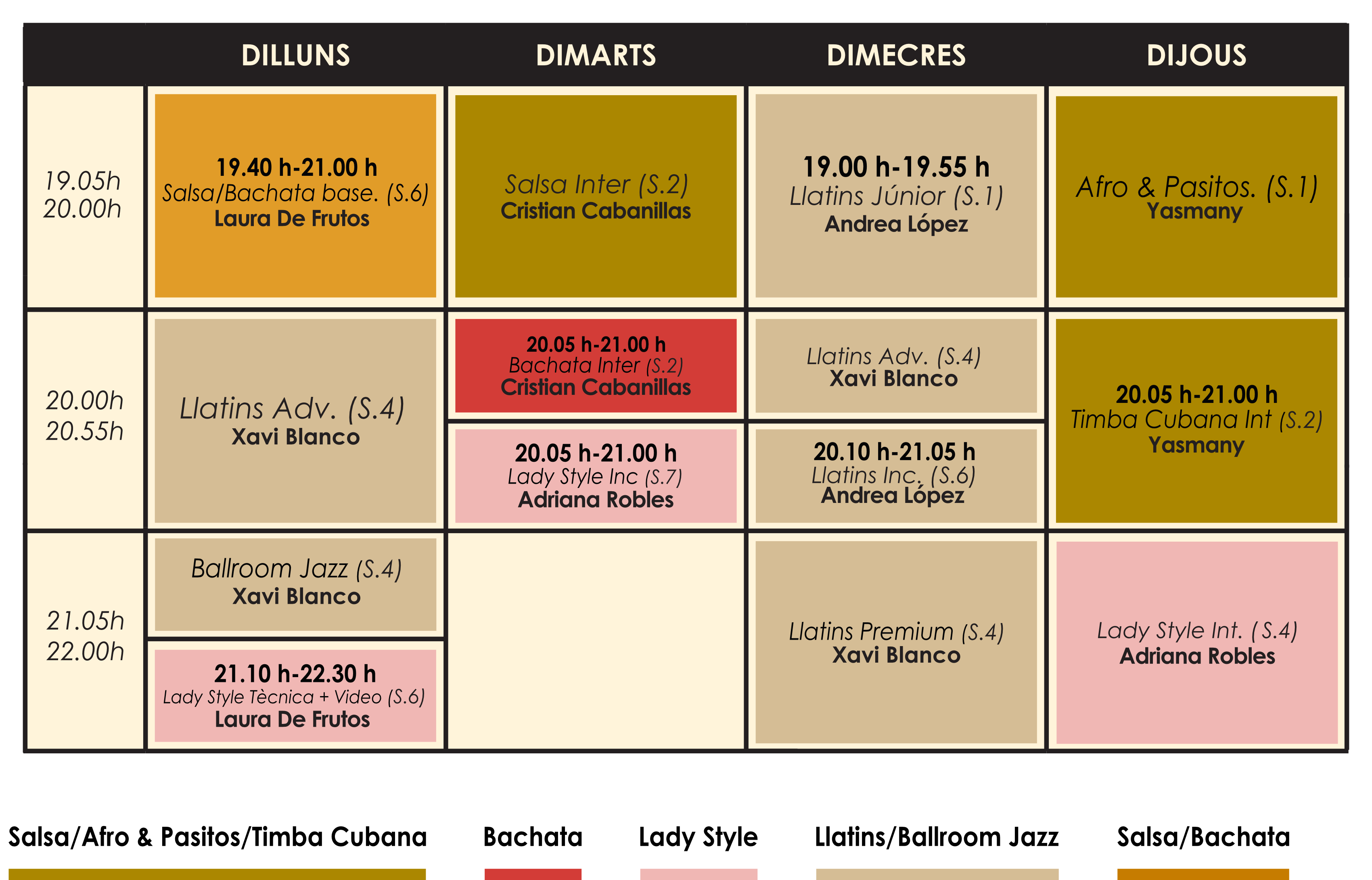 Horario Dancescape curso 2026-2027