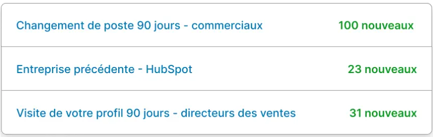 Exemples de critères de ciblage sur Sales Navigator