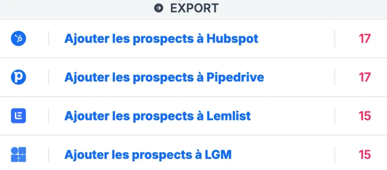 Exporter vers vos outils depuis Pharow