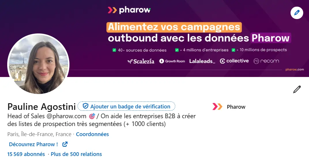 Exemple 1 de profil linkedin