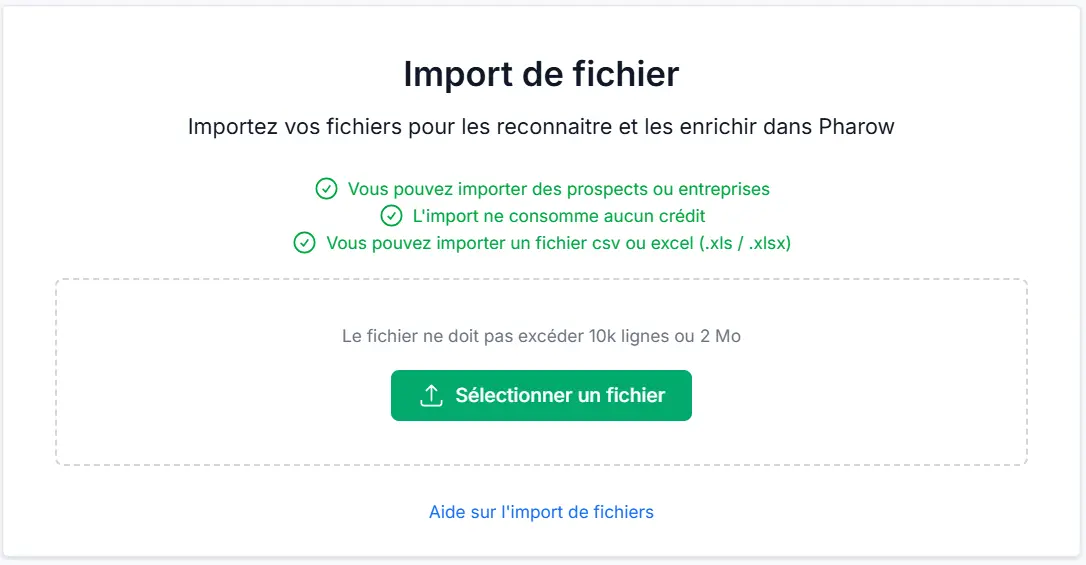 Importer un fichier CSV ou Excel avec Pharow