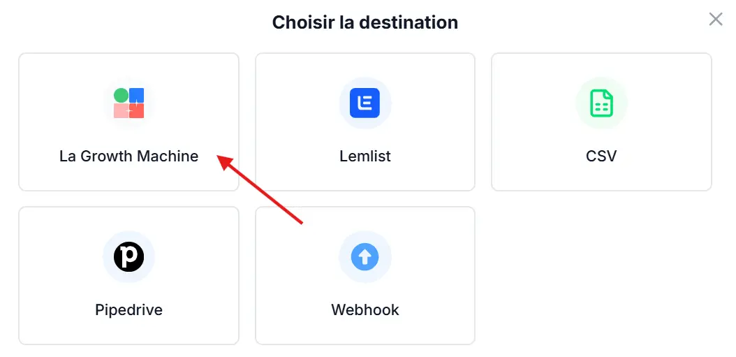 Export des prospects enrichis vers La Growth Machine