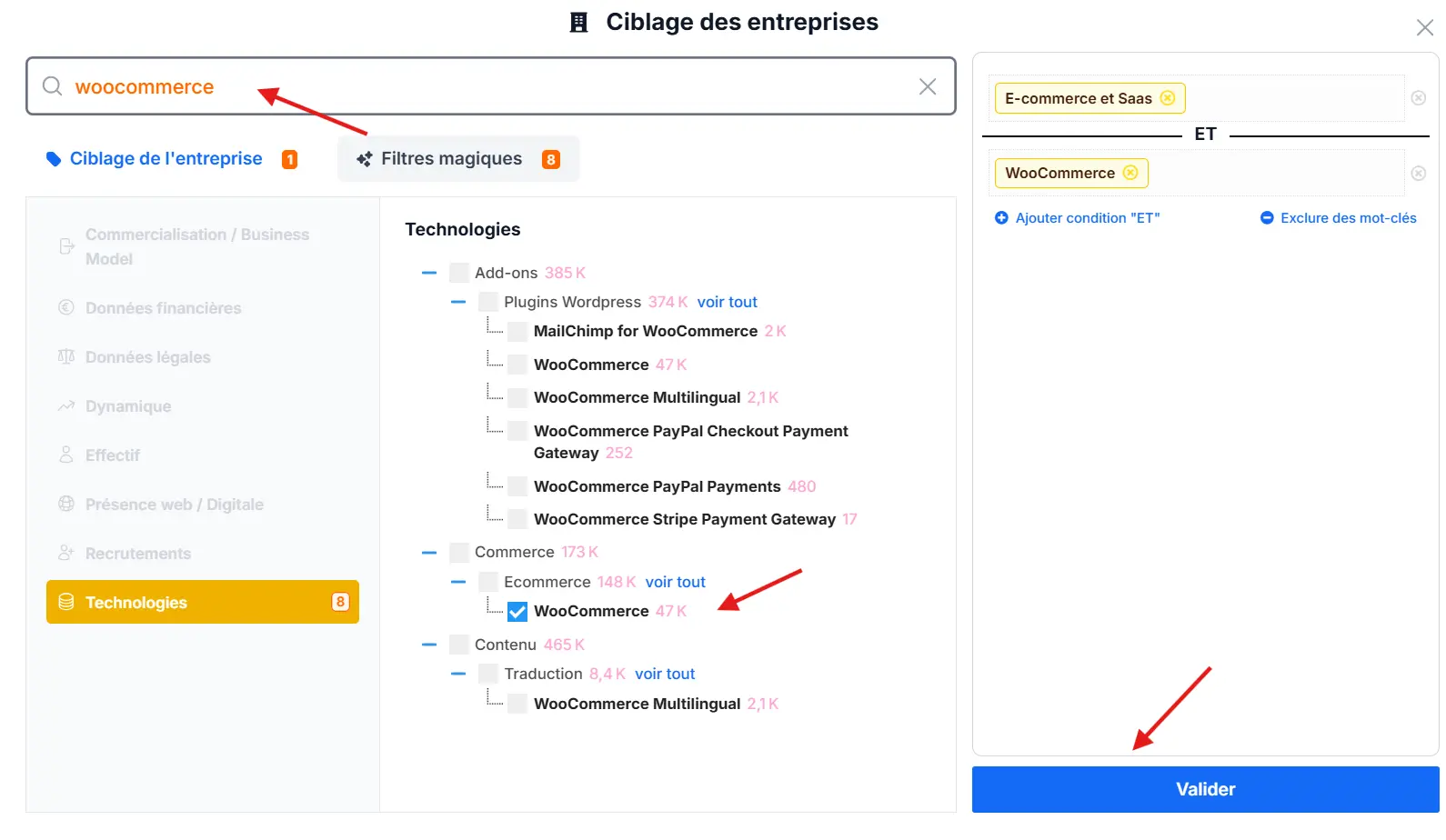 Cibler selon le CMS utilisé