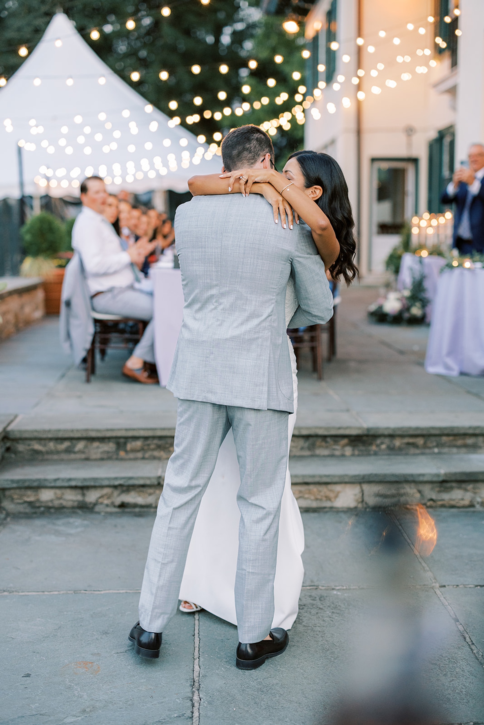 First dance on back patio of the Willows with the tent in the background