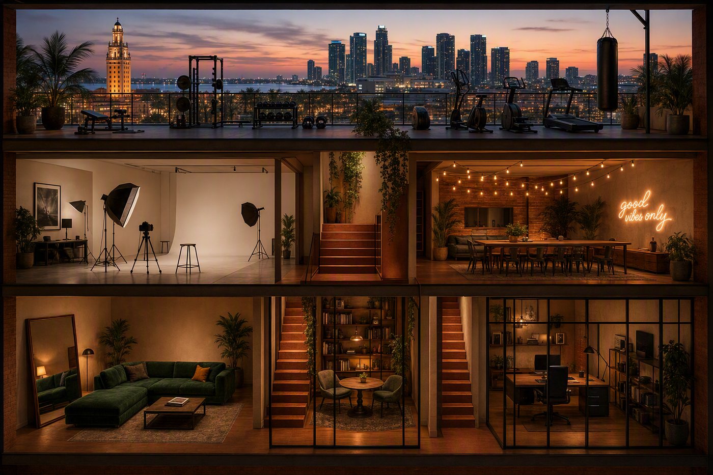 Interactive loft — click a room