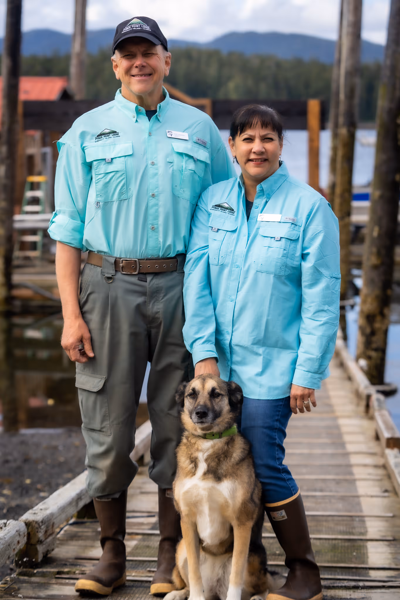 alaska fishing staffs and dog