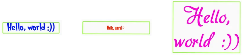different typeface and font size