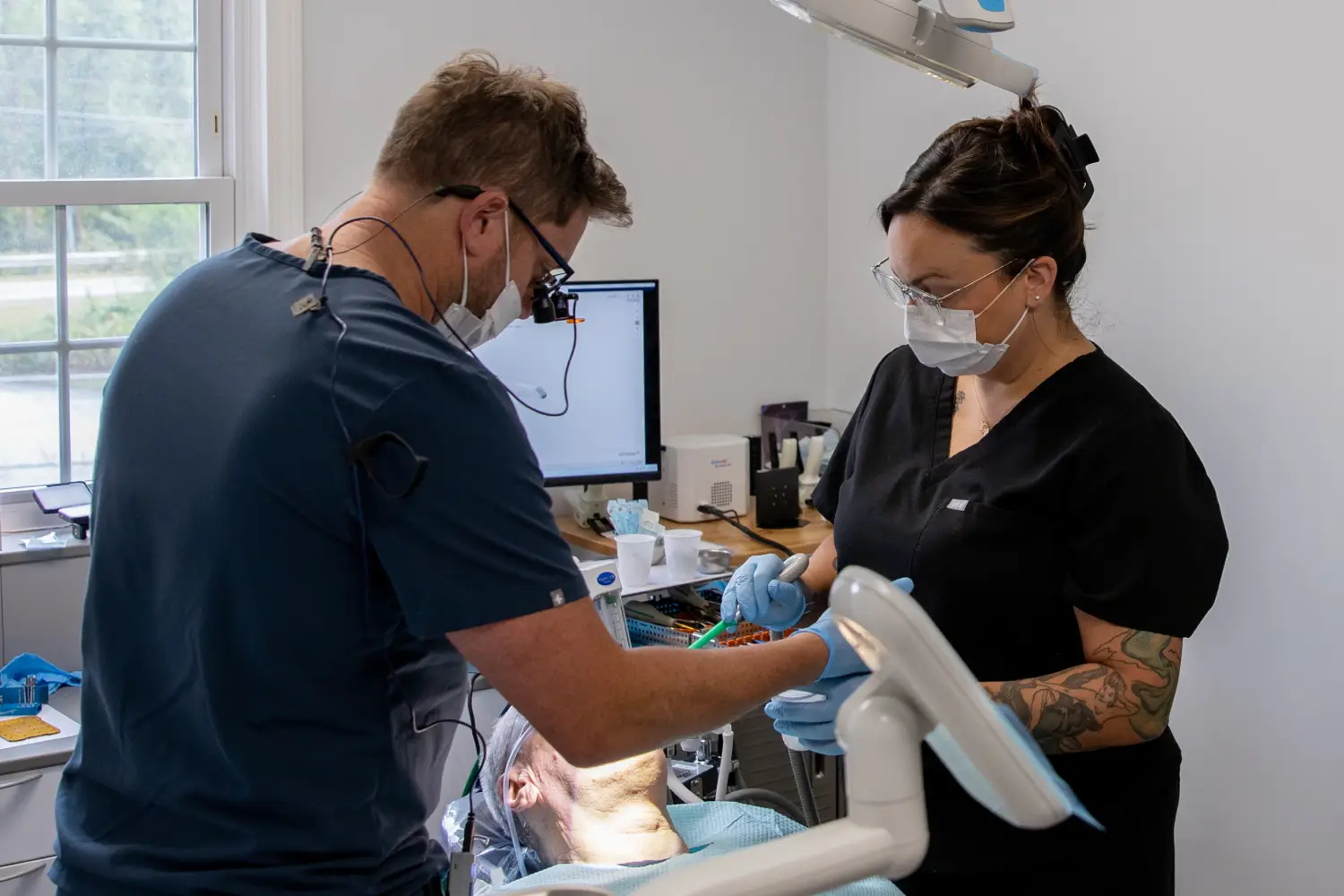Closeup of mouth with periodontal disease 