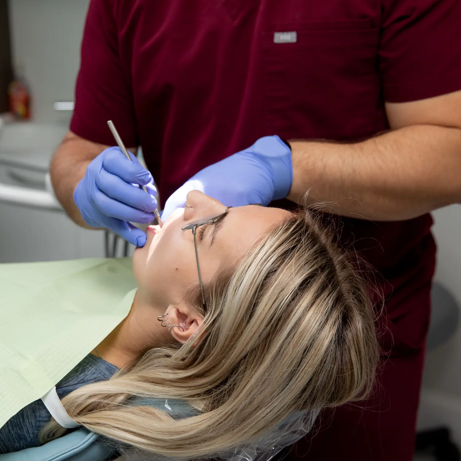 Hygienist working on a computer 
