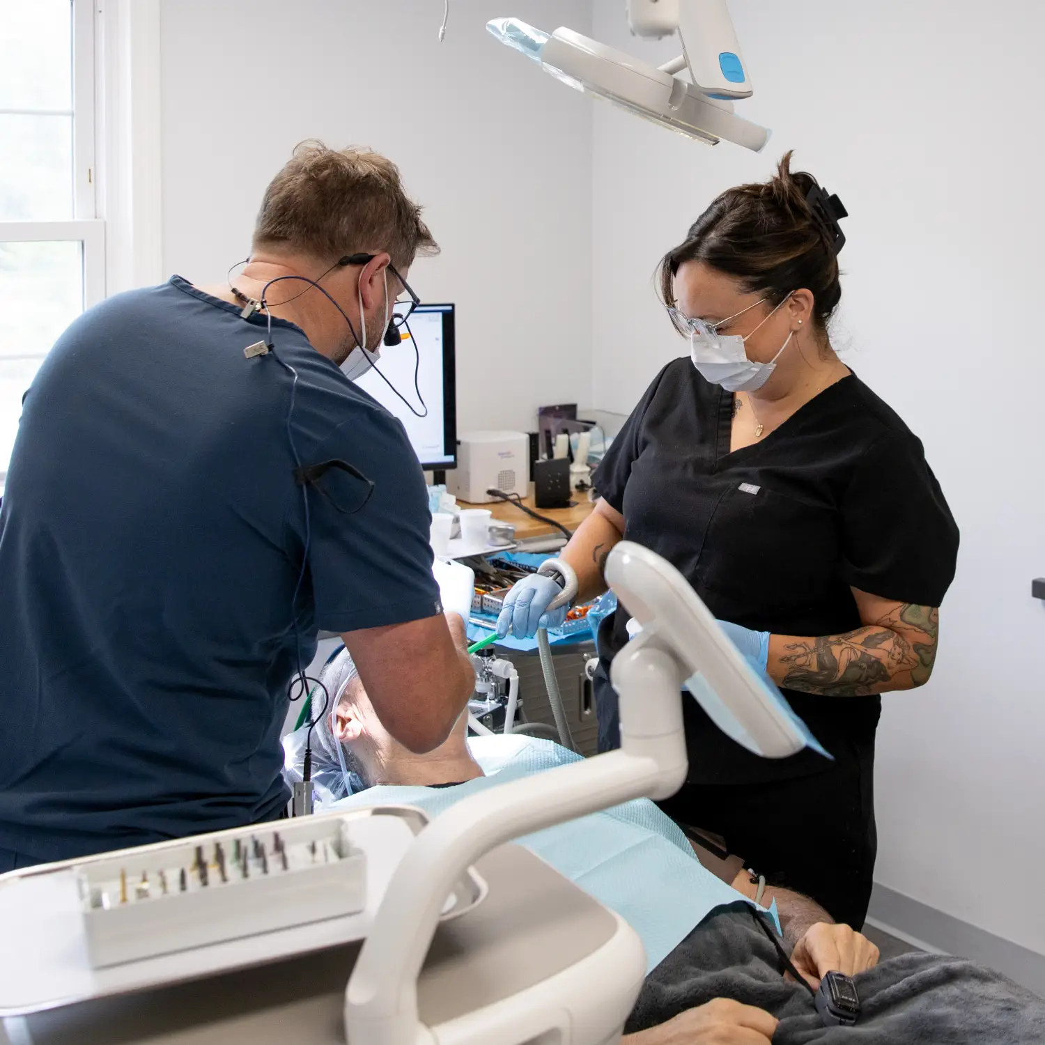 Dr. Annese showing patient x-ray