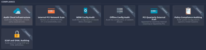 shows nessus's compliance scan options 