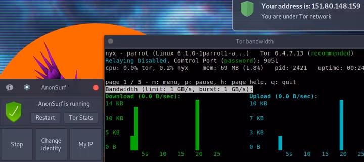Connecting to the Tor network with AnonSurf
