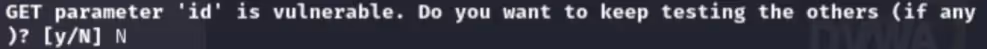“id” vulnerable message - screenshot