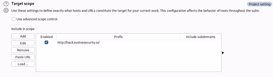 target scope configuration