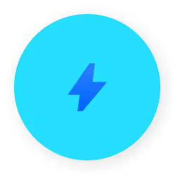 Blue lightning bolt icon inside a cyan circle with a shadow.