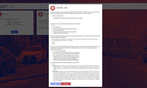 A photograph showing the Community Connect for COVID-19 portal.