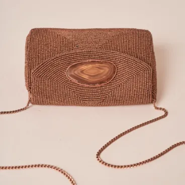Agate Stone Bronze Mini Clutch