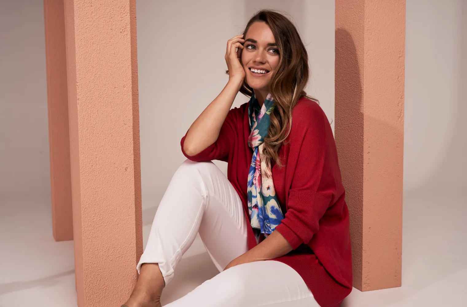 Paint Effect Floral Silk Scarf