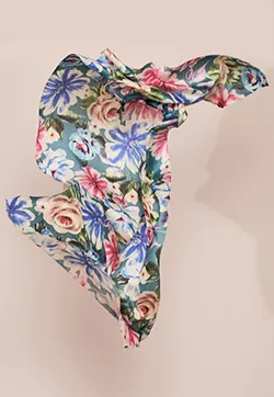 Paint Effect Floral Silk Scarf