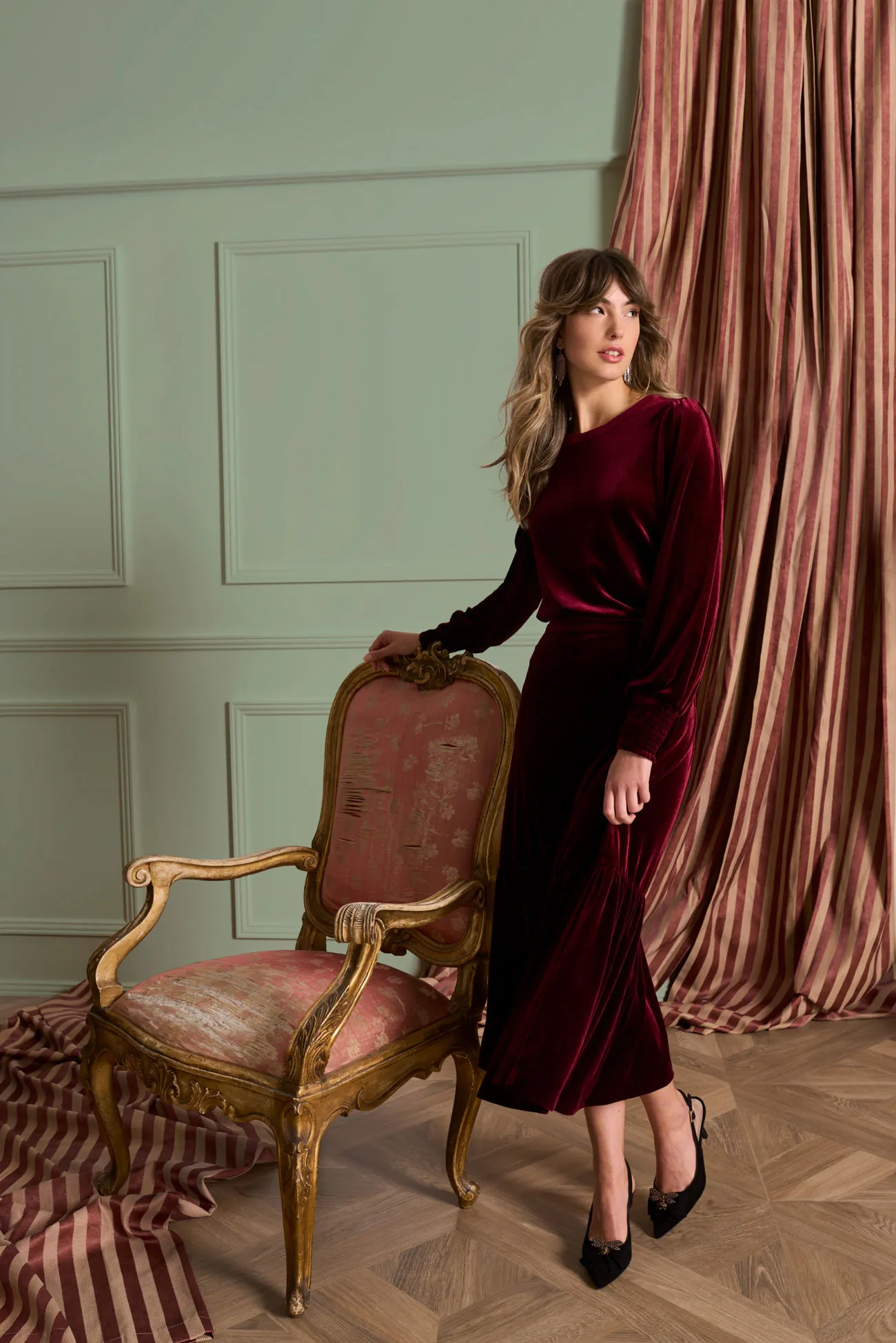 Velvet Button Back Top