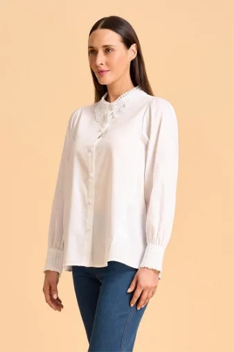 Lace Trim Cotton Shirt