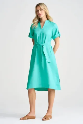Tie Waist French Linen Dress
