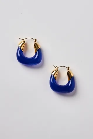 Cobalt Resin Hoop Earring