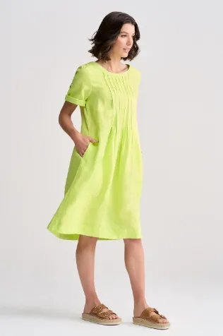 Pleated French Linen Dress