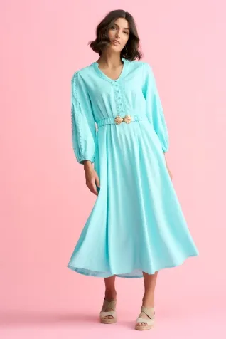 Lace Insert French Linen Dress