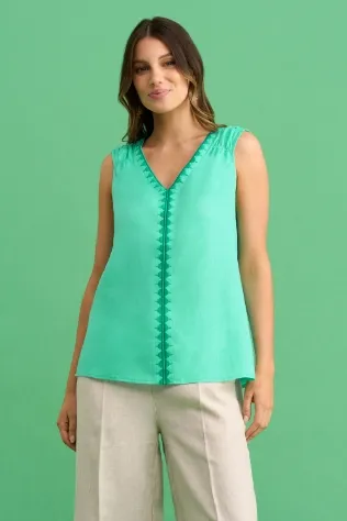 Embroidered Linen Top