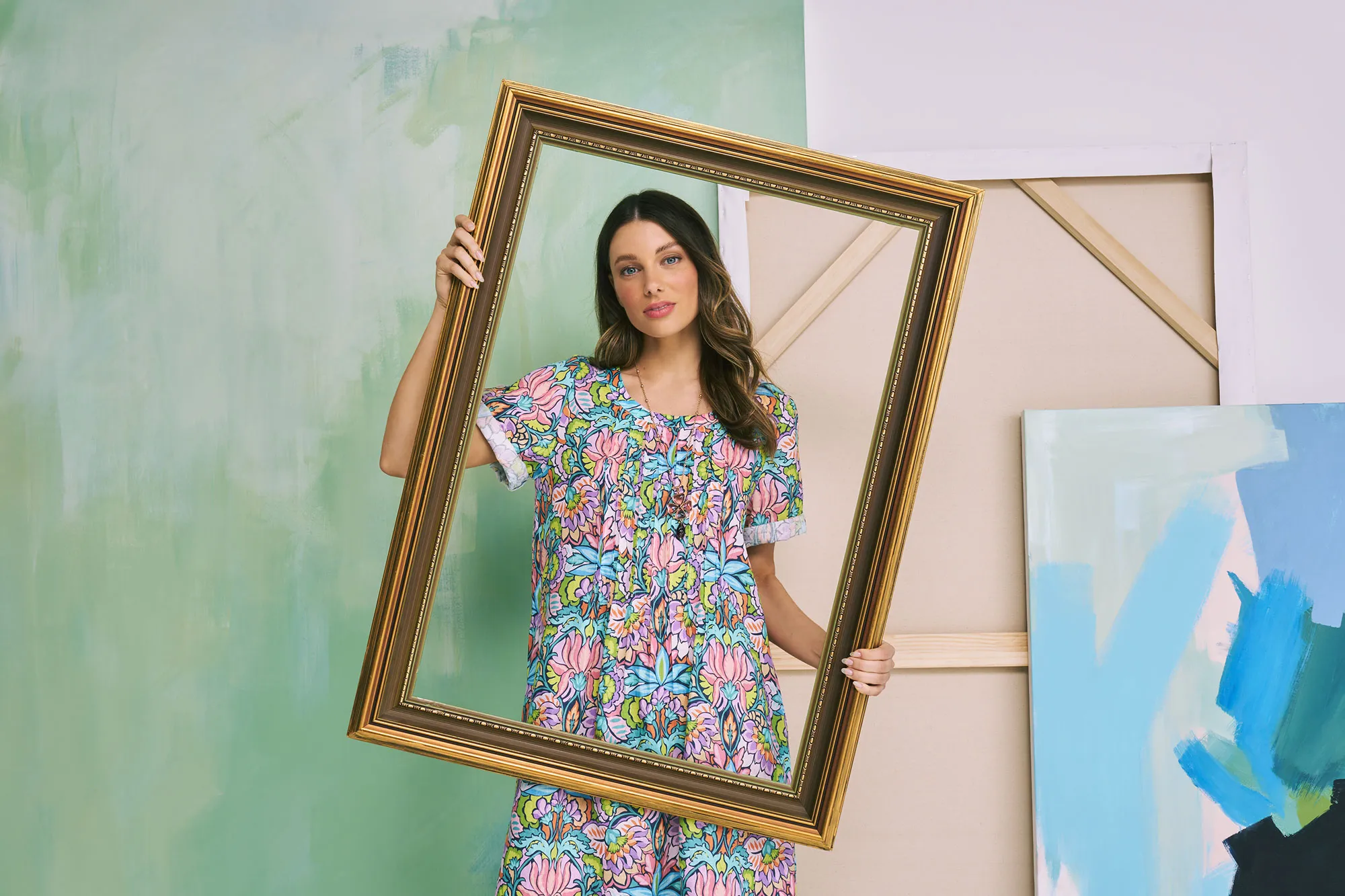 Linen Pleat Front Dress