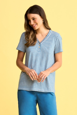 Henley Stripe T-Shirt