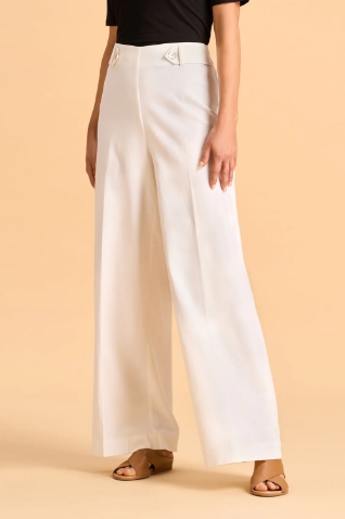 Full Length Waist Tab Linen Pant