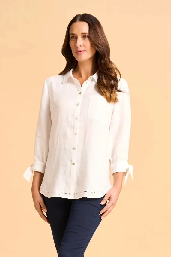 Tie Sleeve Linen Shirt