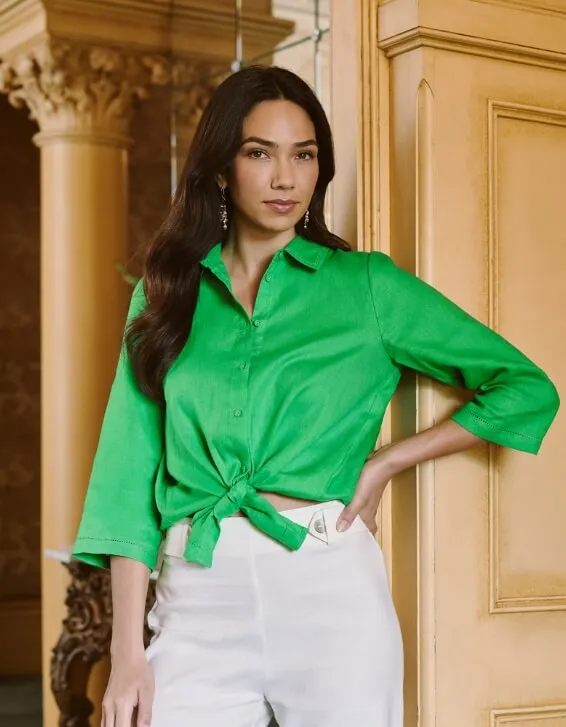 Wide Cuff Linen Shirt